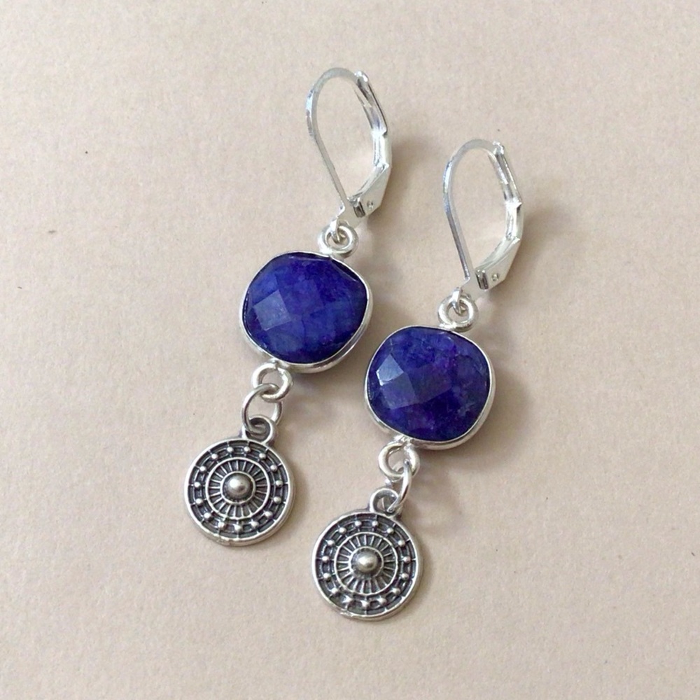 Sterling Silver Lapis Sundance Charm Earrings